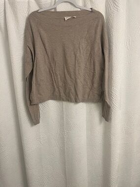 Cyrus Neutral Taupe Wide-Neck Pullover Sweater